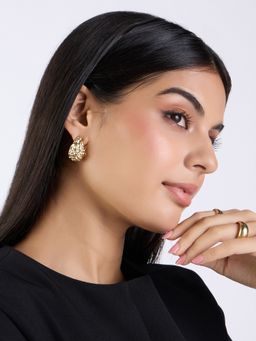 Pipa Bella by Nykaa Fashion - Gold Self Textured Tear Drop Stud Earrings (One Size)