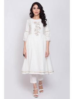 Biba - Off White A Line Kurta