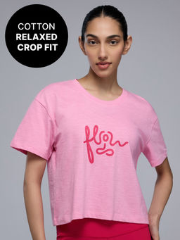 Kica - 100% Cotton Breathable Crop Top for Yoga, Pilates & Everyday Wear KIC039 Pink