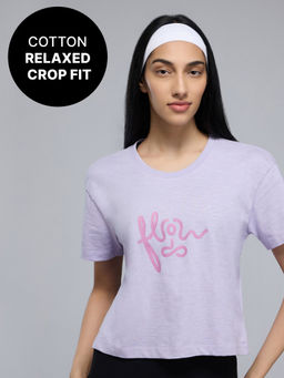 Kica - 100% Cotton Breathable Crop Top for Yoga, Pilates & Everyday Wear KIC039 Purple