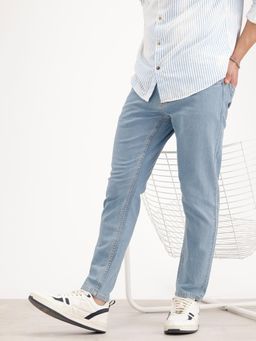 WROGN - Solid Skinny Crop Denim Jeans-Light Blue