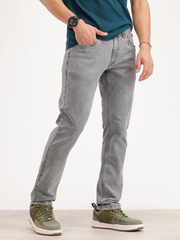 WROGN - Solid Slim Fit Denim Jeans-Grey
