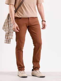 WROGN - Solid Slim Fit Denim Jeans-Brown
