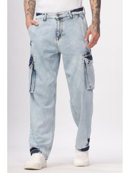 WROGN - Blue Wash Loose Fit Cargo Jeans