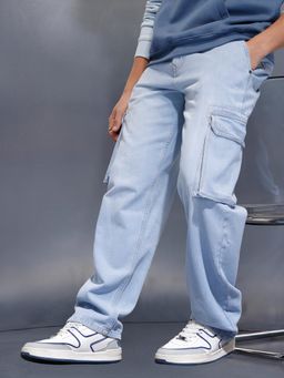 WROGN - Light Washhouse Fit Cargo Jeans-Blue