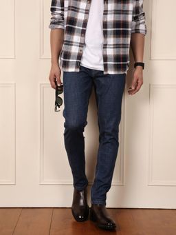 WROGN - Faded Slim Tapered Fit Jeans-Dark Blue