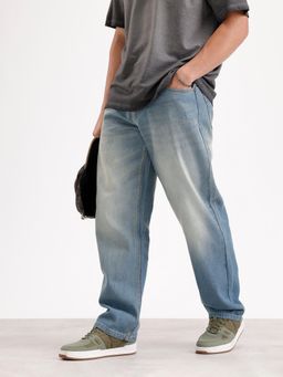 WROGN - Loose Fit Light Faded Denim Jeans-Blue