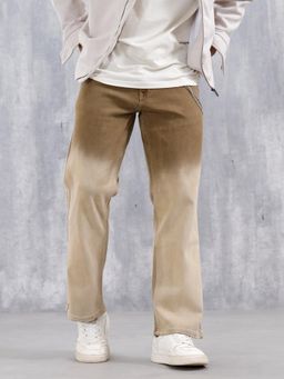 WROGN - Men's Casual Bootcut Fit Ombre Jeans-Khaki