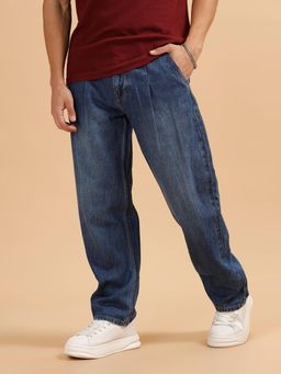 WROGN - Heavy Fade Loose Fit Jeans-Dark Blue