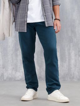 WROGN - Men's Casual Relaxed Fit Jeans-Teal