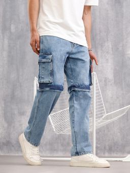 WROGN - Superstone Wash Convertible Cargo Jeans I Lt Blue