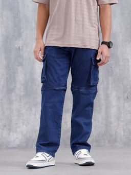 WROGN - Men's Casual Loose Cargo Fit Jeans-Dark Stone