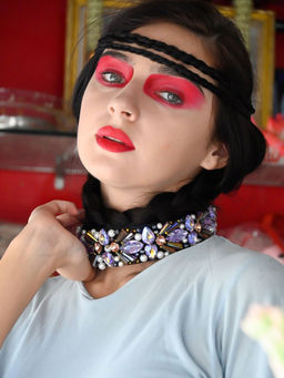 Odette - Gorgeous Black Band with Purple Beads