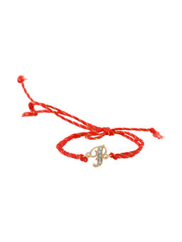 Estele - Gold Plated Artistic 'N' Initial Rakhi with Austrian Crystals & Silk Thread
