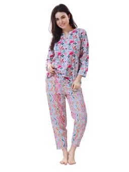 PIU - Womens Cotton Kurti Nightsuit Set - Multi Color (Set of 2)