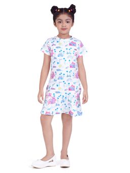 TINY GIRL - Barbie Vacation Theme Printed Short Sleeve Dress