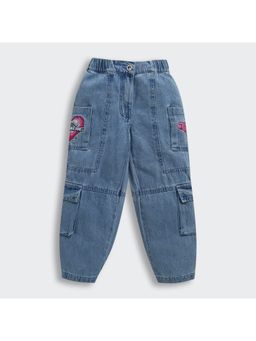 TINY GIRL - Barbie Denim Heart Embroidered Cargo Jeans