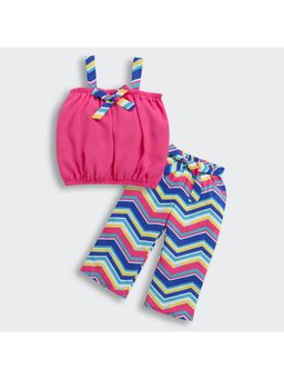 TINY GIRL - Barbie Printed Crop Tube Top & Contrast Culottes Pant (Set of 3)