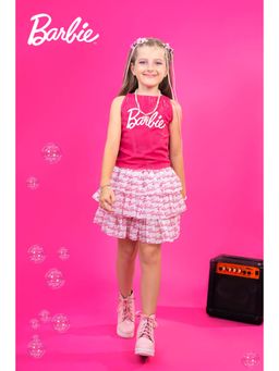 TINY GIRL - Barbie Sleeveless Typography Top with Skirt