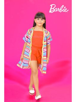 TINY GIRL - Barbie Spaghetti Neck Crop Top, Loose Fit Shorts and Shrug (Set of 3)