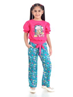 TINY GIRL - Barbie Puff Sleeve Top with Printed Straight Pants