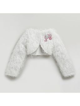 TINY GIRL - Barbie Full Sleeves Fur Detailed Crop Shrug