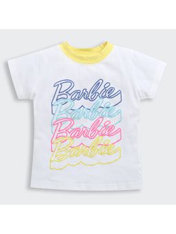 TINY GIRL - Barbie White Typography Cotton T-Shirt