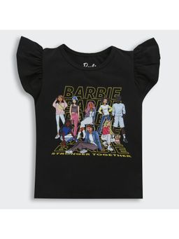 TINY GIRL - Barbie Round Neck Ribbed Frill Sleeves T-shirt