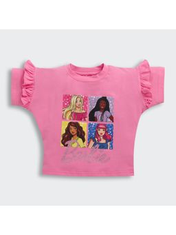TINY GIRL - Barbie Half Sleeves Frill Detailed Characters Printed T-shirt