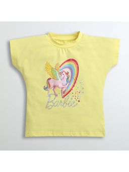 TINY GIRL - Barbie Unicorn Printed Stones Embellished T-shirt