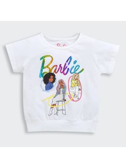 TINY GIRL - Barbie Round Neck Self Rib Half Sleeve T-Shirt