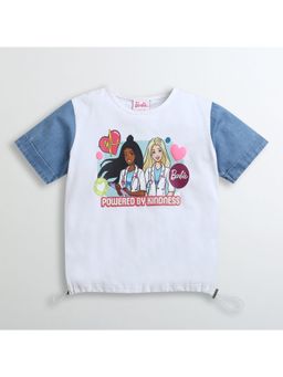TINY GIRL - Barbie Denim Contrast Half Sleeve T-Shirt