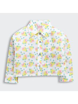 TINY GIRL - Barbie Collar Front Placket Full Sleeve Loose Fit Crop Shirt