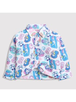 TINY GIRL - Barbie Mattel Featuring Full Sleeves Character Doodles Printed Shirt
