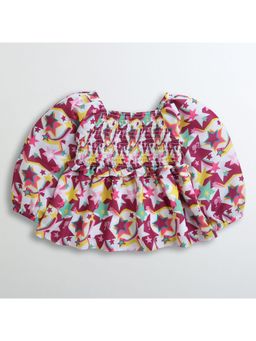 TINY GIRL - Barbie Multicolour Smocked Top with Star Print