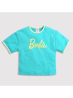 TINY GIRL - Barbie Cotton Mattel Featuring Half Sleeves Barbie Logo Printed Top