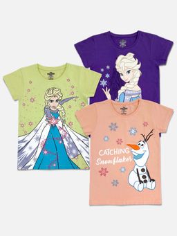Kidsville - Frozen Featured T-Shirt for Girls - Multi (Pack of 3)
