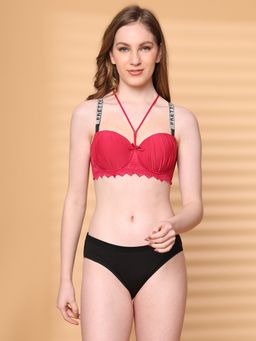 PrettyCat - Lightly Padded Sexy Balconette with Shine Strap Bra and Panty for Women (Set of 2)