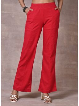 Lakshita - Red Long Boot Cut Plain Pant