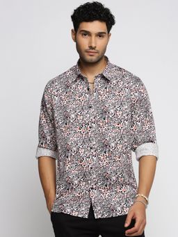 SHOWOFF - Men's Long Sleeves Spread Collar Black Slim Fit Shirt