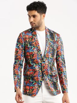 SHOWOFF - Men's Long Sleeves Printed Notched Lapel Multi Slim Fit Blazer