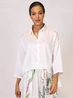 Pashma - Women Solid Cotton White Shirt