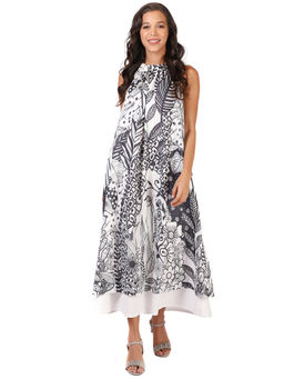 Pashma - Women Floral Cotton White Maxi Dress