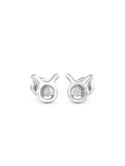 Candere by Kalyan Jewellers - 14K White Gold and Diamond Taurus Stud Earring for Women