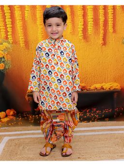 BownBee - Boys Cotton Full Sleeve Kurta with Dhoti Beige (Set of 2)