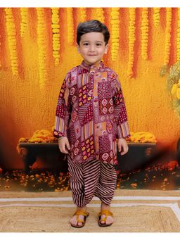 BownBee - Boys Cotton Full Sleeve Kurta with Dhoti Purple (Set of 2)