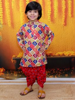 BownBee - Boys Cotton Full Sleeve Kurta with Dhoti Red (Set of 2)