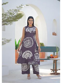 Aravalii - Women's Grey Printed Viscose Rayon Co-Ord Set