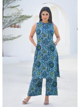 Aravalii - Women's Blue Printed Viscose Rayon Co-Ord Set