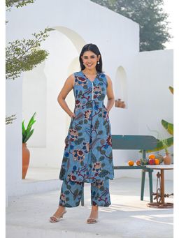 Aravalii - Women's Blue Printed Viscose Rayon Co-Ord Set